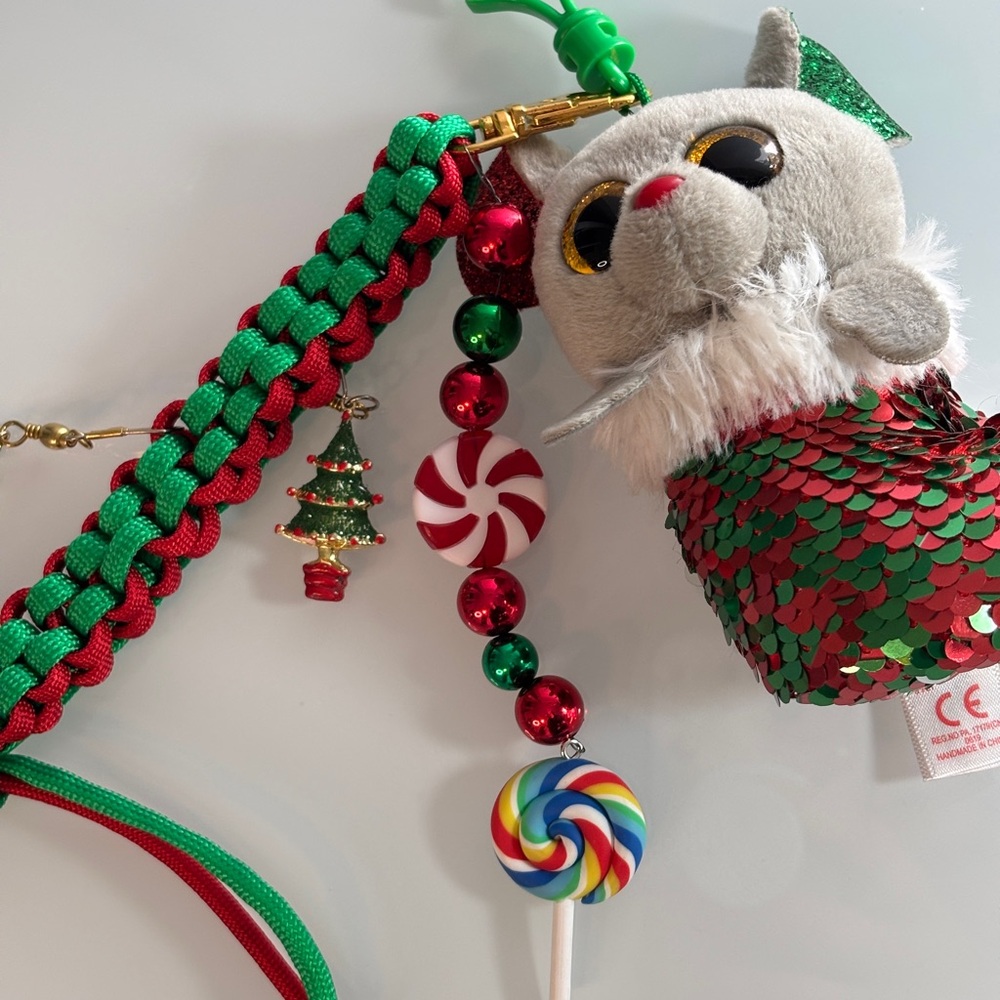 Miu Miu style | Handmade Holiday Purse Keyfob keychain with candy charms & plush - Picture 5 of 6